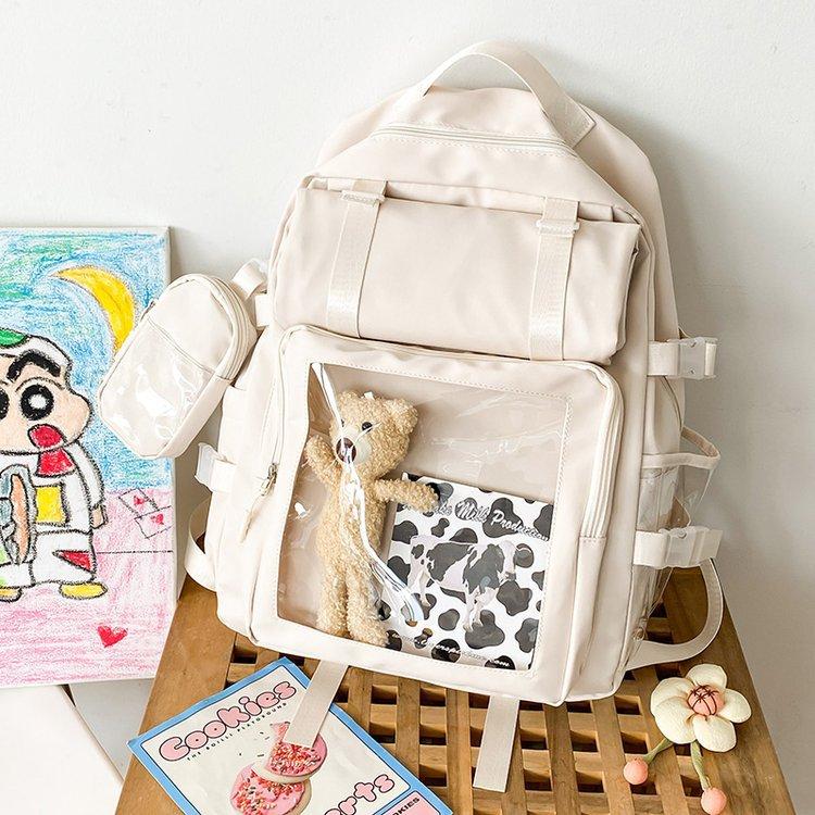 

Large capacity versatile female cute student Mori transparent baby bag ins simple shoulder pain bag Japanese niche schoolbag Without accessories