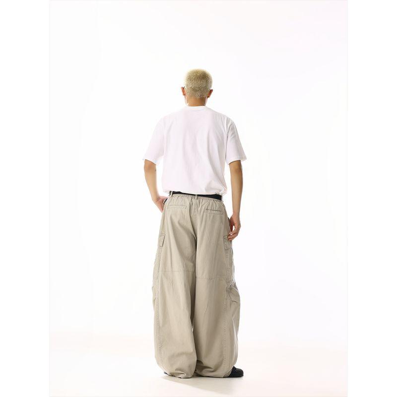 American Retro Streetwear Casual Pants for Men and Women with Large Side Pockets, Loose Deconstructed Wide-Leg Long Pants