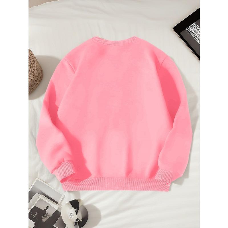 Heart Arrow Print Crewneck Sweatshirt, Warm Comfortable Long Sleeve Top