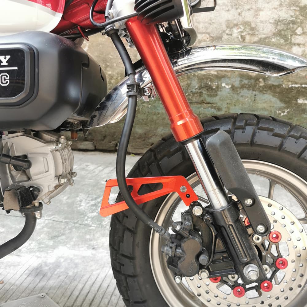 Aluminum Brake Hose Guard Compatible Models Honda Monkey 125 Z125 All Models (Red 1)