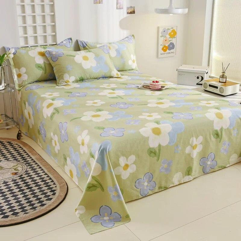 Prosta bawełniana drukowana prześcieradło Nowoczesne duże prześcieradło Wygodna narzuta studencka Cztery pory roku Uniwersalna pyłoszczelna prześcieradło