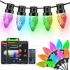 Cordão de Luzes Inteligentes 33FT Extensível C9 DIY Mudança de Cor Controlado por APP Remoto Halloween Música Temporizador 50 LEDs Luzes Programáveis à Prova d'Água