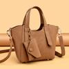 High Quality Soft Pu Leather Shoulder Hand Bags for Women Mother Handbags Color Contrast Crossbody Bag Small Casual Tote 2 Strap