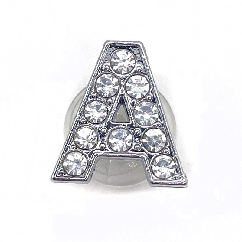 Charms Scarpe Diamante Strass Scintillante Lettera Argento Cristallo Alfabeto Decorazioni Scarpe Gioielli Slider Braccialetto Braccialetti