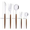 20 piezas/5 piezas de vajilla de acero inoxidable cuchillo tenedor cuchara espejo plata dorado mango de madera lavavajillas cocina cubiertos occidentales