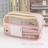 PU Leather+PVC Pencil Case Large Capacity Stationery Bag Stationery Organizer  School Office