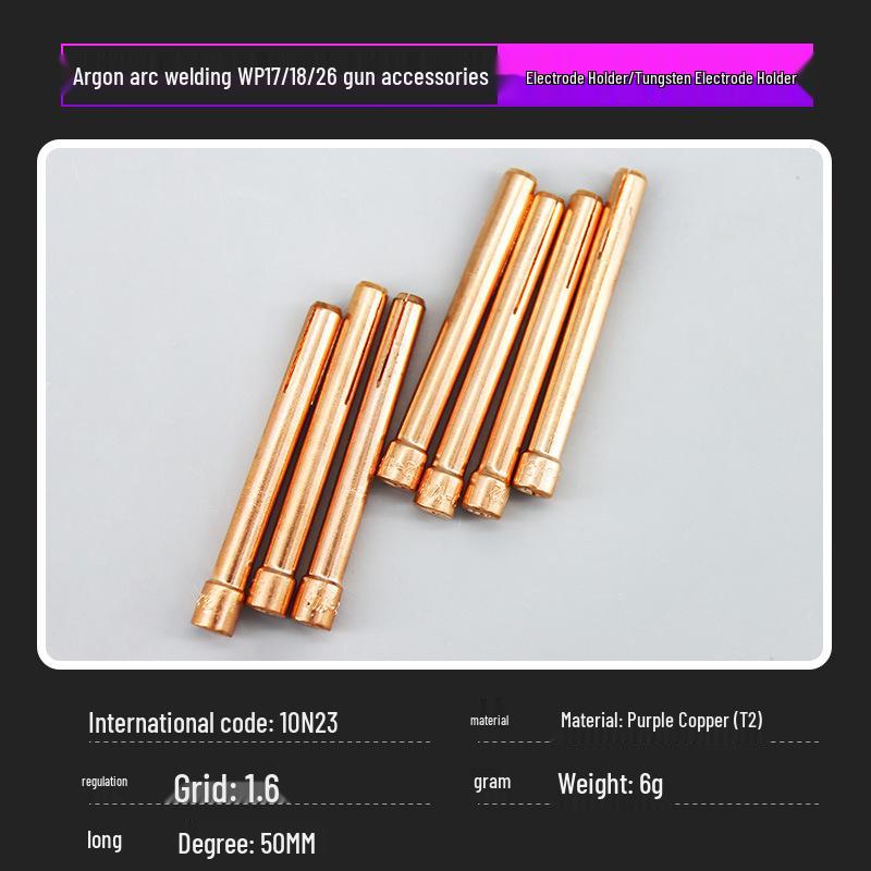WP17/18/26 Argon Arc Welding Gun Tungsten Electrode Holder - High Conductivity, Thickened Purple Copper with High Temperature Resistance.