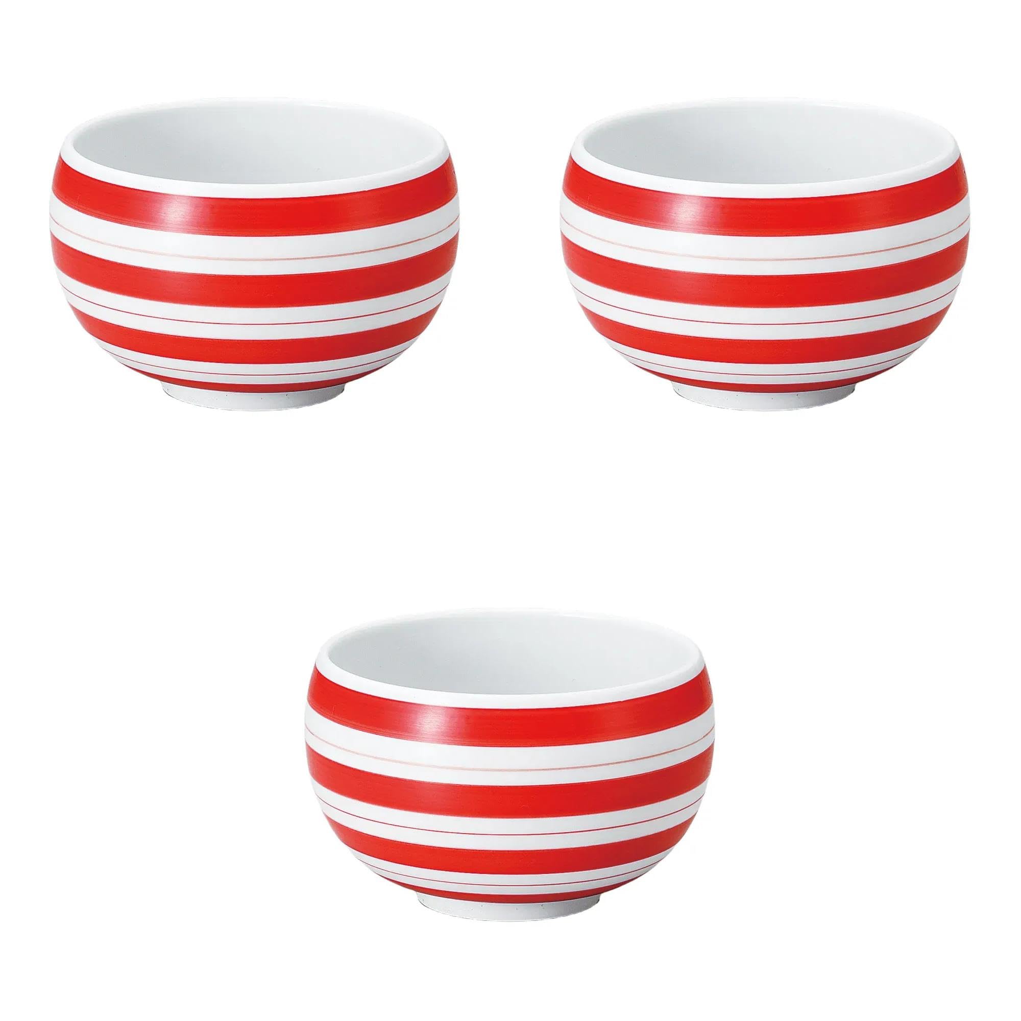 

Set of 3 Line Rice Bowls x Rice Arita Setomonohonpo (Red) [16 10cm] Multi-Purpose Bowls, Ware, красный