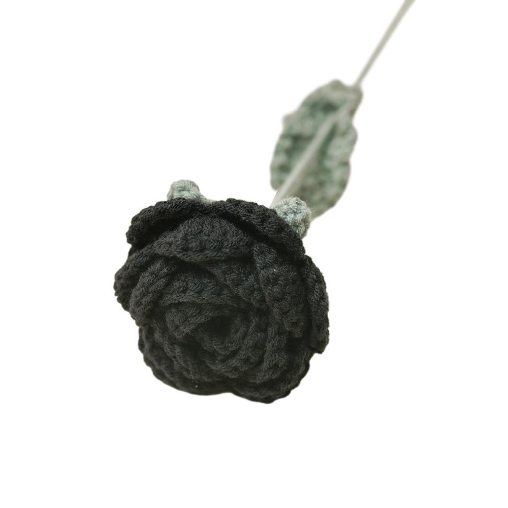 2 Stück Moderne Eleganz Simulationsblume Heimdekoration Esstisch Gestrickte Rose Einzelner Strauß Hochzeit Kunstblume