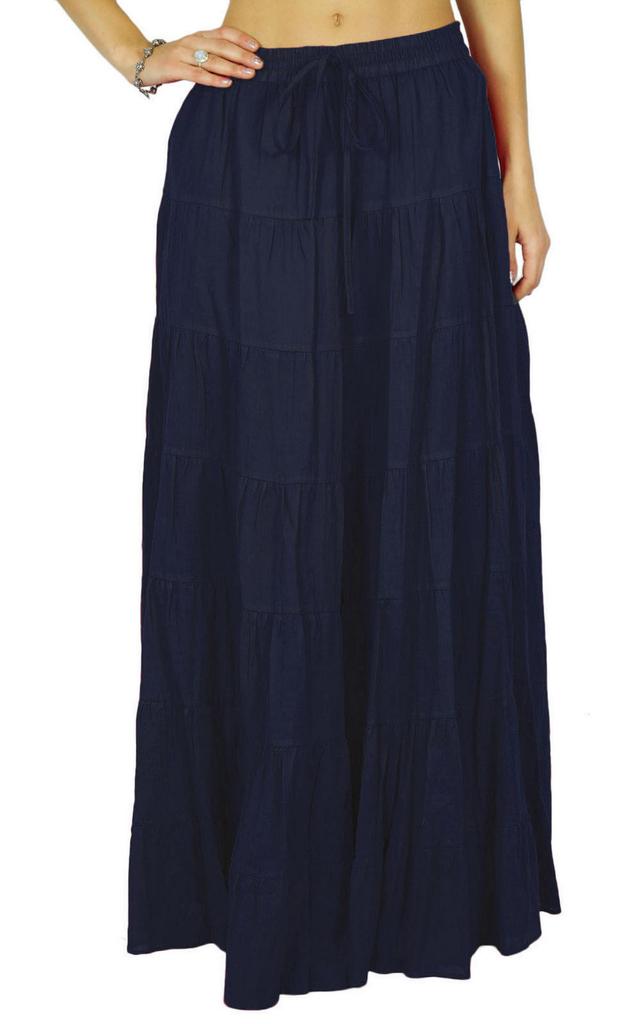 Phagun Damen Sommer Baumwolle Ziegelrot Rock Ethnisches Design Kordelzug Taille -