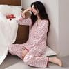 Set de pijama pentru femei cu decolteu în V din bumbac: Cardigan cu mânecă lungă și pantaloni, Mărime mare, Casual și croială largă pentru primăvară și toamnă