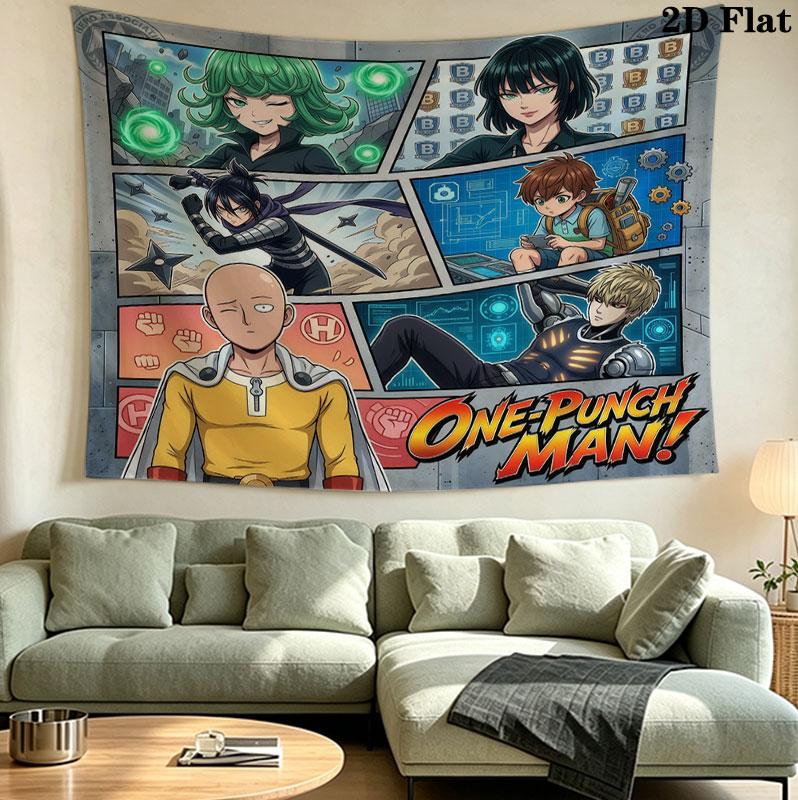 Onepunch Man Wall Tapestry Aesthetic Wall Hanging Printed Fabric Blanket Decorative Tapestries For Bedroom Living Room Home Decor