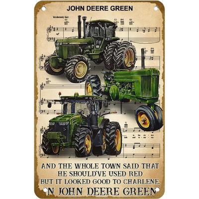 Boer Landbouw Tractor Chauffeur Poster John Lovers Deere Groen Teksten Lied Poster Vintage Metalen Tinnen bord Logo Familie Club Bar Café