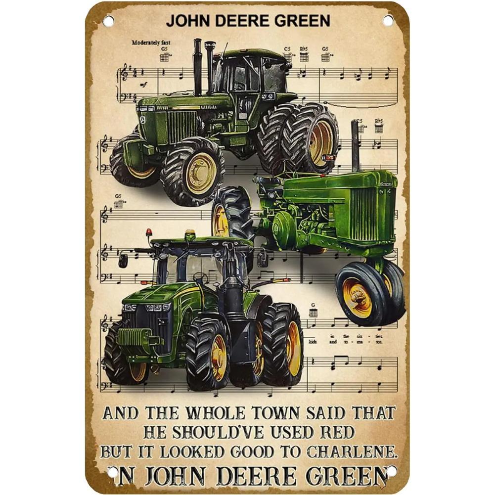 Farmer Farming Tractor Driver Poster John Lovers Deere Green Lyrics Song Poster Vintage Metal Tin Sign Logo Family Club Bar Cafe