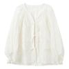 Sancai Women's New Chinese Style Embroidered V-Neck Loose Fit Shirt