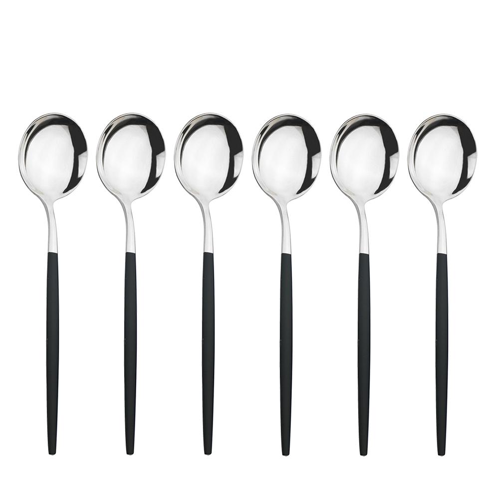 6pcs/set Stainless Steel Spoon Dinnerware Silverware Set Cutlery Set Flatware Outdoor Office Party Home Kitchen Tableware