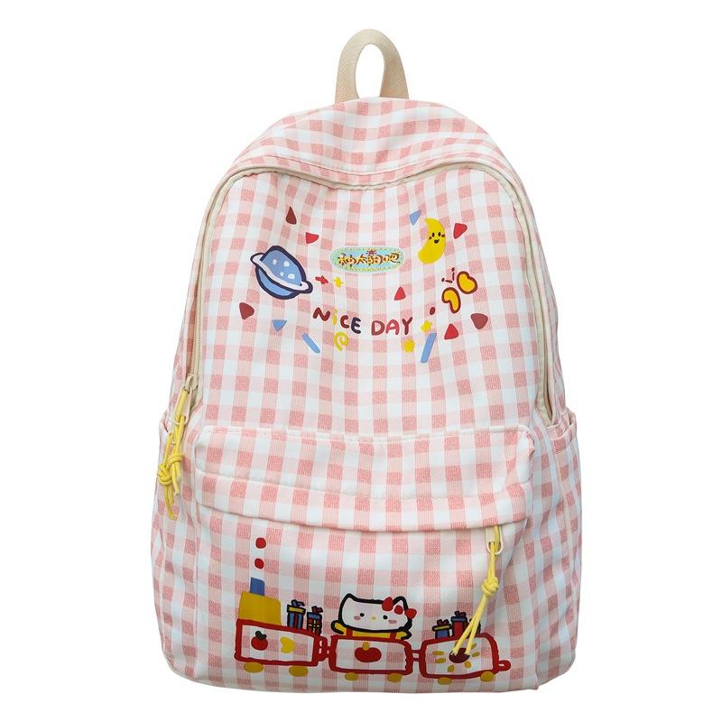School Bag Japanese Fresh and Sweet Casual Junior High School Student School Bag Simple Versatile Backpack Ins Lightweight Cartoon Backpack