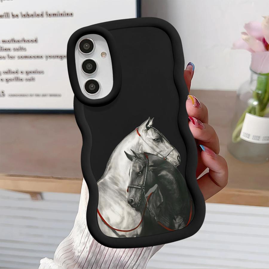 White Black Horse Soft Phone Cover Case for Samsung Galaxy A52 A21s A16 A14 A13 A11 A12 A15 A23 A22 A33 A53 A04 A06 A05 A03