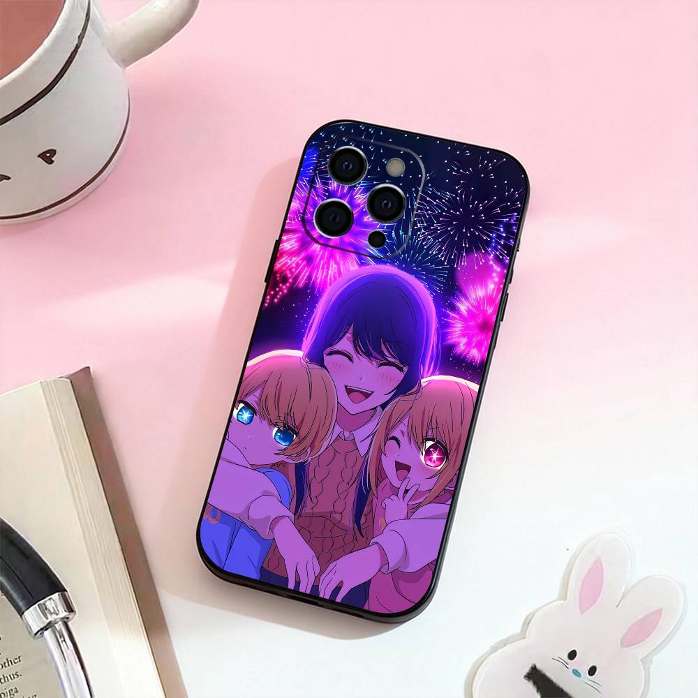 O-Oshi Anime No Ko Phone Case For iPhone 17,16,15,14,13,12,11 Plus,Pro Max,Soft Silicone Black Cover