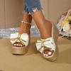 Women Wedges Slippers New Summer Fashion Bow Designer Slippers Thick Sole Non-Slip Outdoor Sandals Casual Open Toe Slides Women