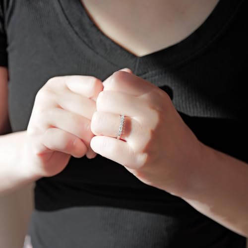 [Takeda Jewelry] Elegant Half Eternity Ring with Seven 0.56ct Moissanite Stones, 2.5mm Wide, Crafted from 925 Sterling Silver, Perfect for Gifts and A