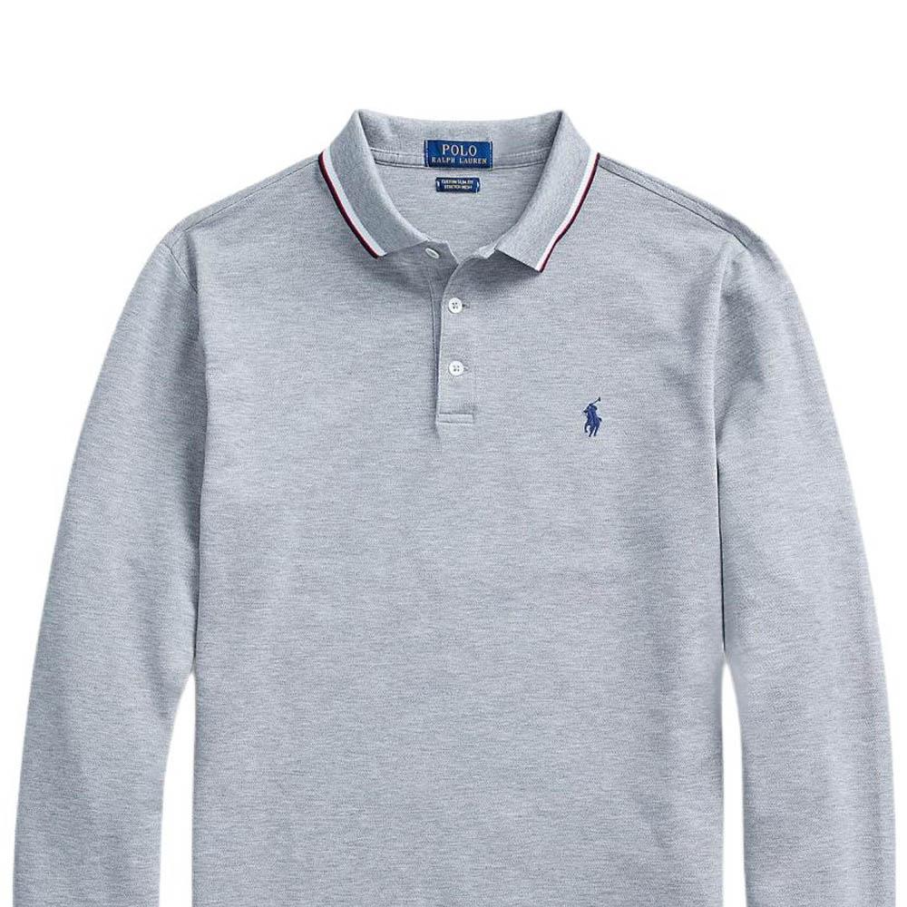 Polo Ralph Lauren Solid Color Pony Logo Embroidered Long Sleeve Polo Shirt Men tops Gray MNPOKNI16820343-020
