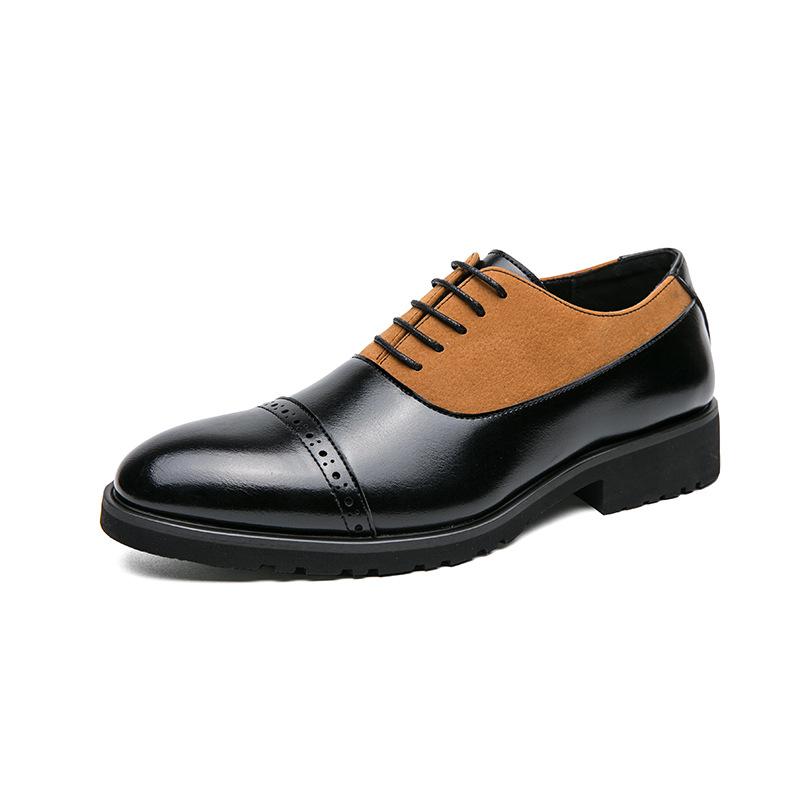 Foreign Trade Spring Business Dress Leather Shoes First Layer Cowhide Pigskin Inner Men's Shoes Thick Sole Height Increase Color Matching Work Shoes