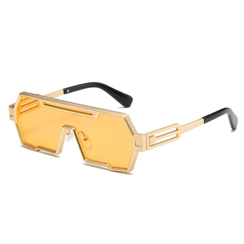 

SHAUNA модные цельные мужские солнцезащитные очки большого размера, винтажные металлические зеркальные очки в стиле панк, UV400, женские роскошные солнцезащитные очки