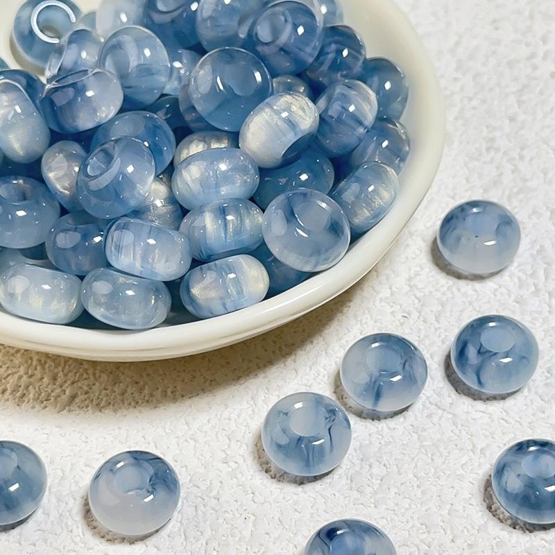 14x8mm Sparkle Resin Beads 10pcs Big Hole DIY Charms Halation Texture Earrings Bracelet Necklace Handicrafts for Jewelry Making
