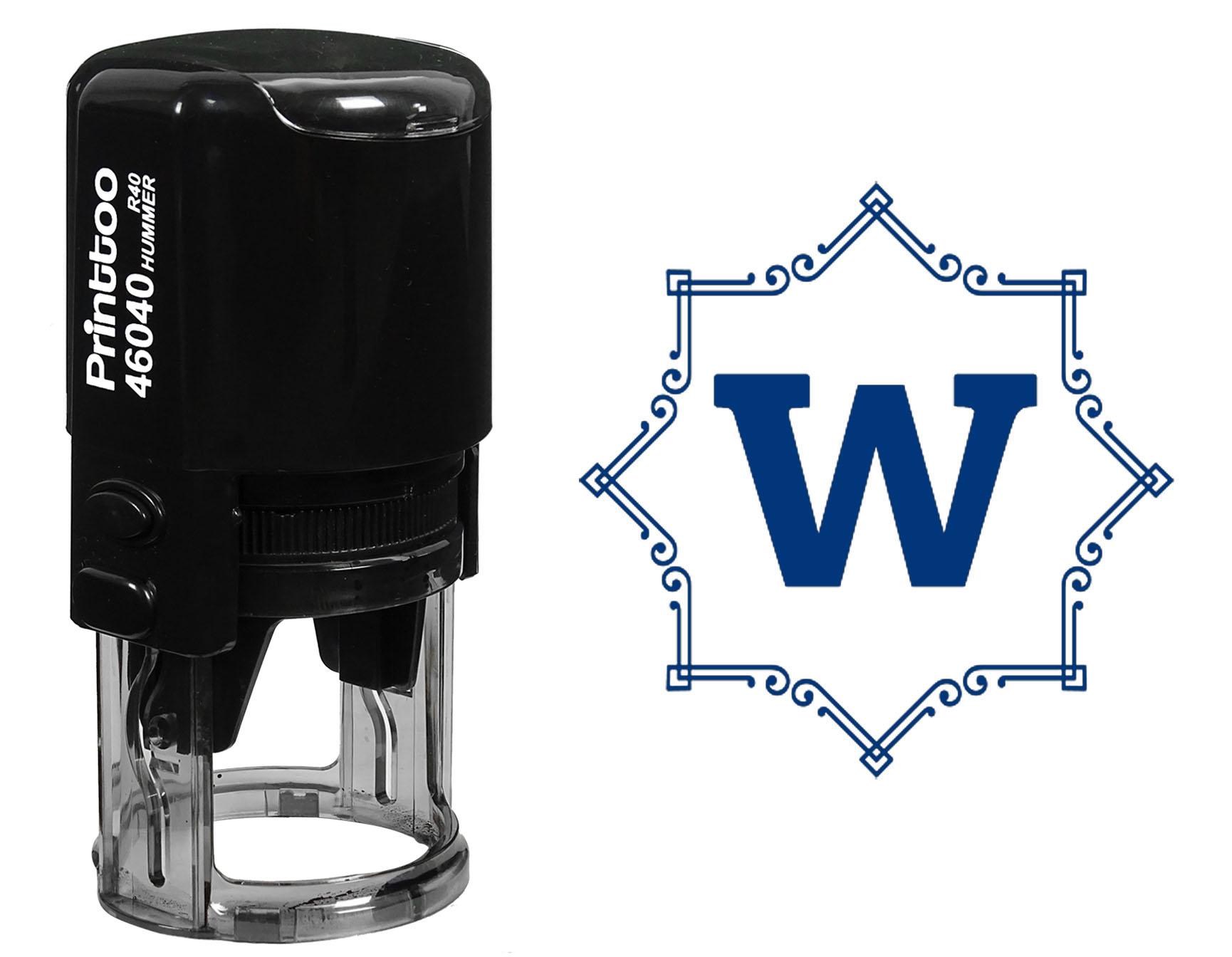

Printtoo Восьмикутна кельтська рамка з вихорами з монограмою літери W, початкова R-40, офісне канцелярське приладдя, самонабірний гумовий штамп 30 mm Diameter (Approx) синій