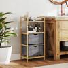 Bamboo Laundry Shelf with 2 Fabric Laundry Baskets, Open Shelves, Space-Saving, Natural Wood