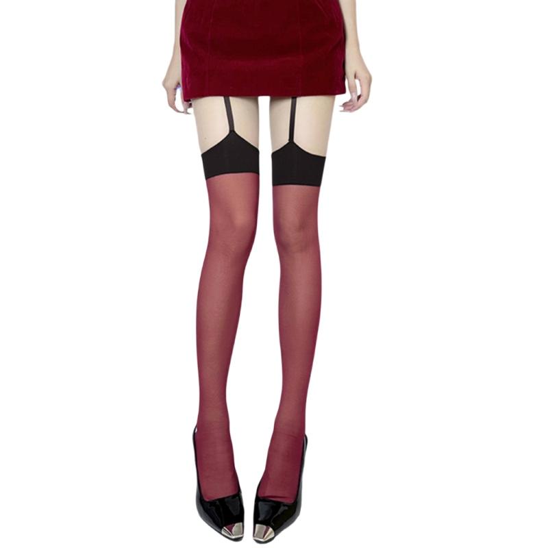 Mixed Colors Garter Belt Socks Office Ladies Sexy Suspender Stockings Women Sheer Thigh Long Socks Exposed Skin Women's Hosiery