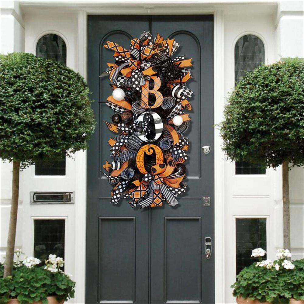 2022 Halloween Decoration Wreath Pumpkin Front Door Halloween Party Hanging