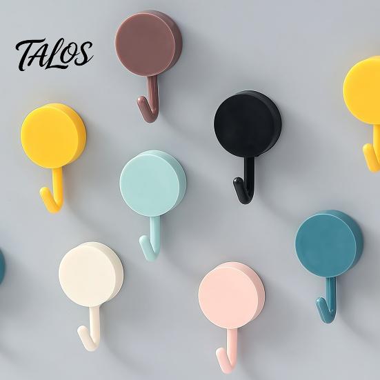 Damage Free Wall Hooks 10PCS Adhesive Hooks, Decorative Multi-colored Plastic Hangers, No Storage Organizers Drilling Required Colorful for