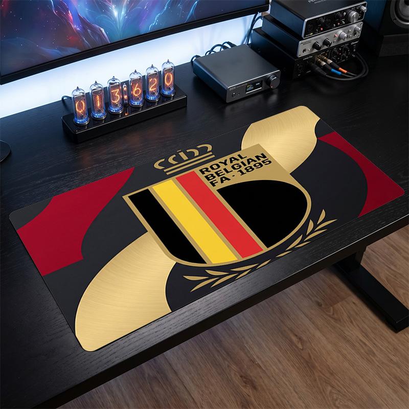 Belgium Football Crest Mouse Pad, Extended Non Slip Rubber Desk Mat for Gaming Office Laptop Fan Gift