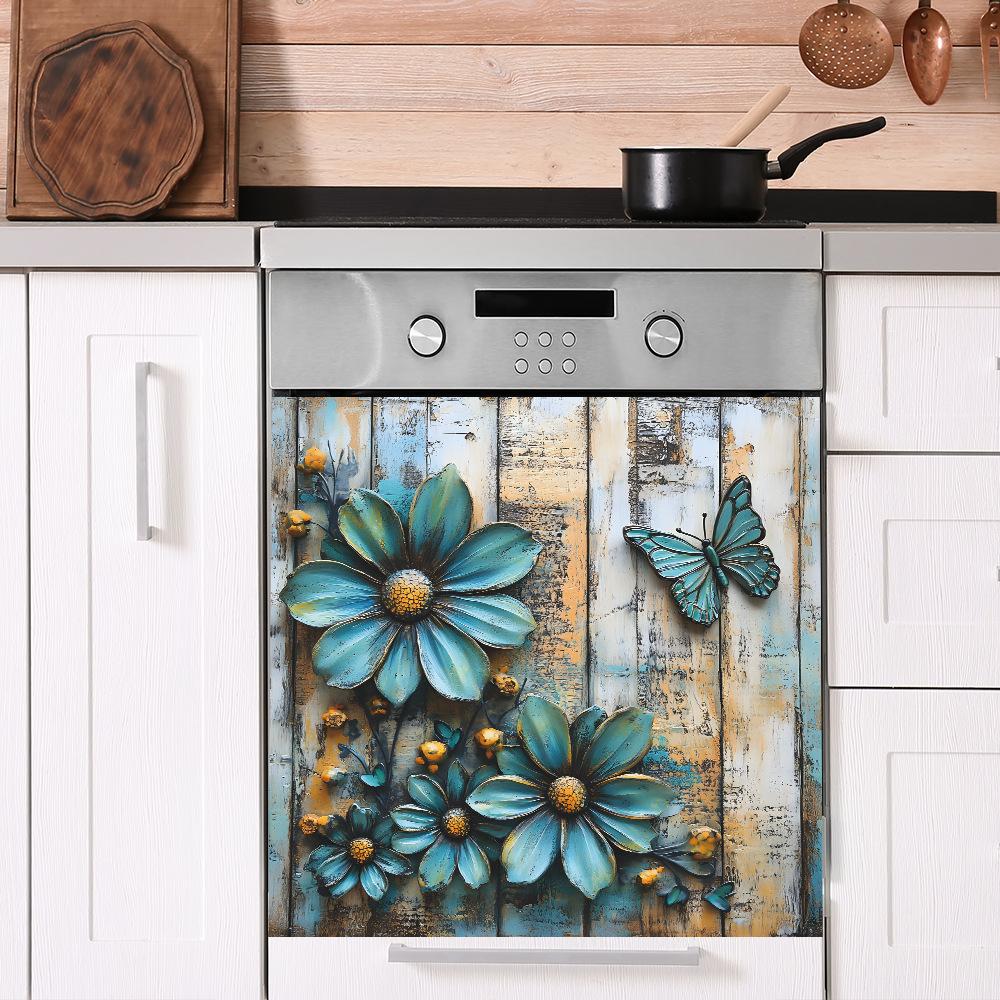 Creative Simulation Embossed Flowers Kitchen Restaurant Cabinet Home Background Beautification Decoration Wall Stickers