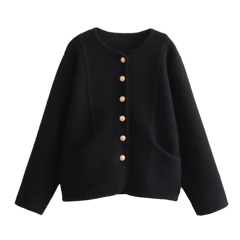 Winter New High-end Woolen Top Jacket Women's Crew Neck Short Women's Coat
