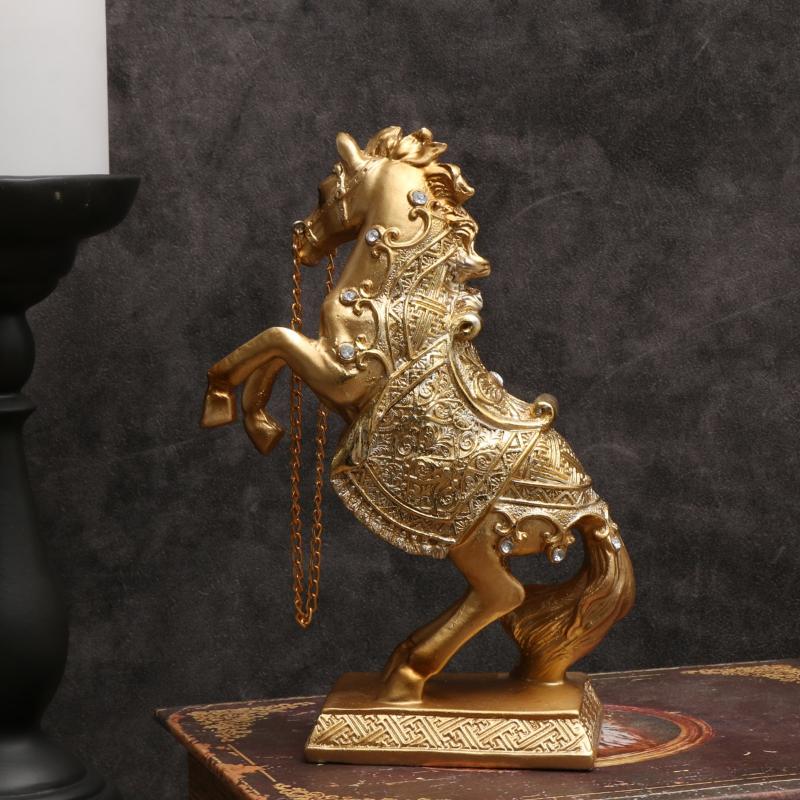 2026 Year Of Horse Wealth Resin Horse Statue Golden Ornaments For Home & Office Desktop Decor Photography Props