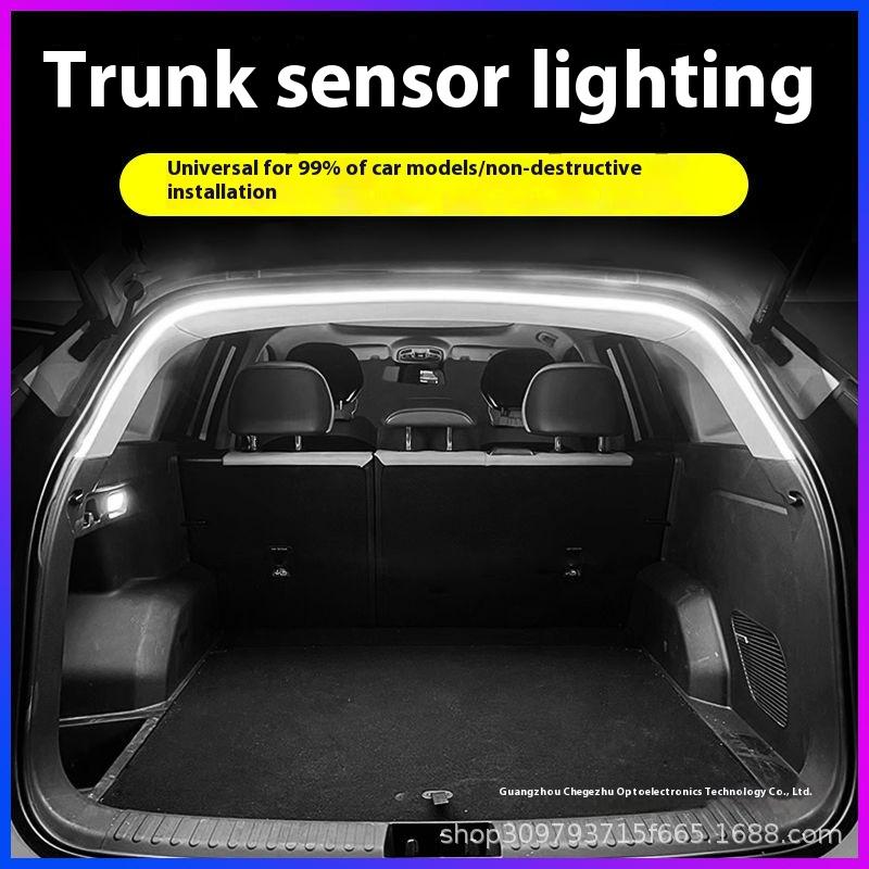 1 Set Ultra-Bright Car Trunk Led Car Interior Decorative Lamp Strip Sensor Tail Box Light Strip Automatic Atmosphere Light