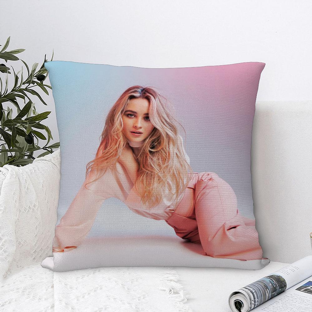 

S-Sabrina C-Carpenter Pillow Case Plush Fabric Soft Pillowcase Double Sided Print Sofa Cushion Cover Throw Pillow Cover 16x16Inch