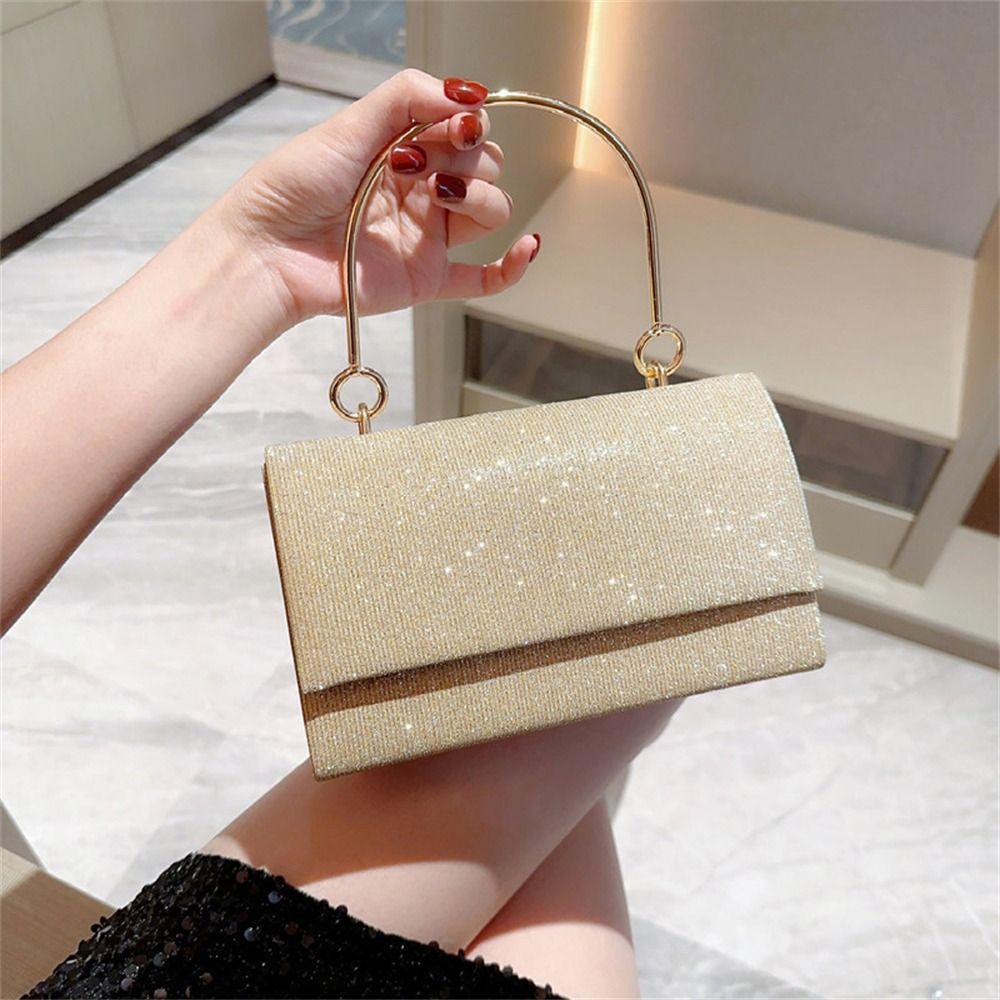 

Women Female Gold Bright Silk Luxury Purse Chain Shoulder Bags Handbag Banquet Clutch Evening Bag
