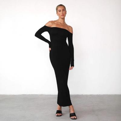 Outono e inverno sexy elegante slim vestido de um ombro só mulher