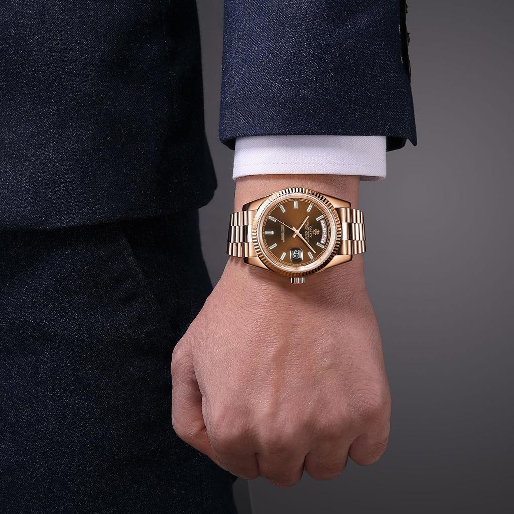 OMEX Omeco Hommage Uhr Japanisches Uhrwerk Luxus Gold x ONE-NIGHT (Rosa Schokolade)