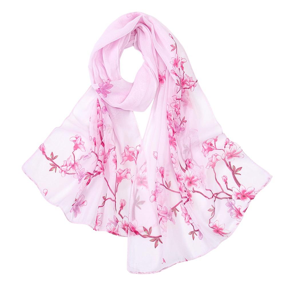

Floral Print Sunscreen Shawl Long Shawl Silk Elegant Beach Scarves Women s Fashion світло-рожевий колір