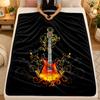 Flannel BlanketMusic Guitar Warm Soft Throw Blanket for Indoor Sofa Bed Living Room Use