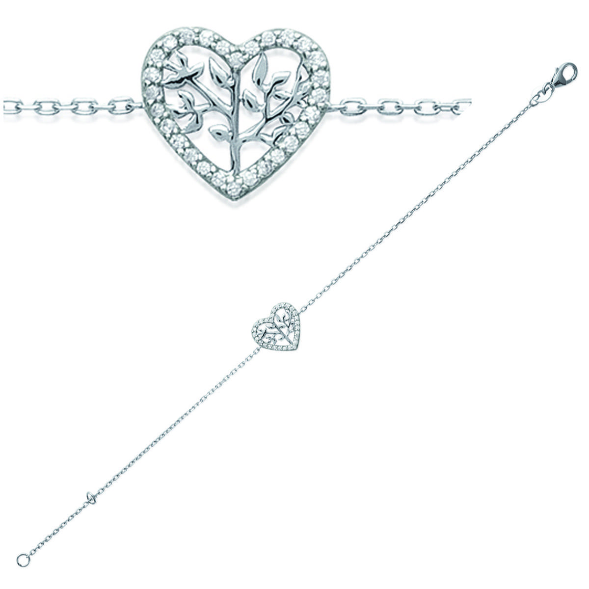 

Les Trésors De Lily [L4625] - Серебряный браслет Любовь белый (древо жизни) родий - 12x12 мм