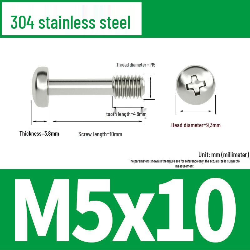 Yigu 304 Stainless Steel Phillips Round Head Captive Screws - M2/M3/M4 Half Thread Pan Head Machine Screws