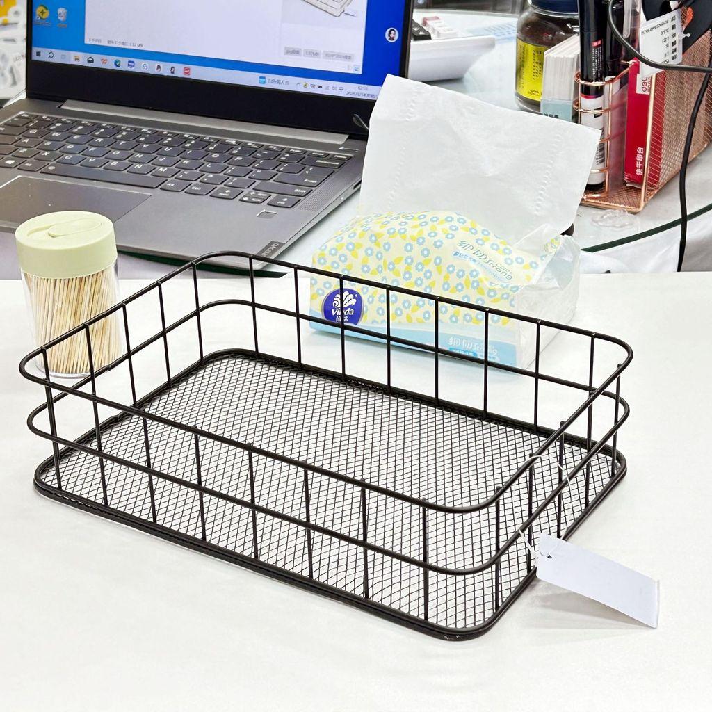 Slim Metal Storage Basket With Steel Mesh Base For Accessories And Small Items