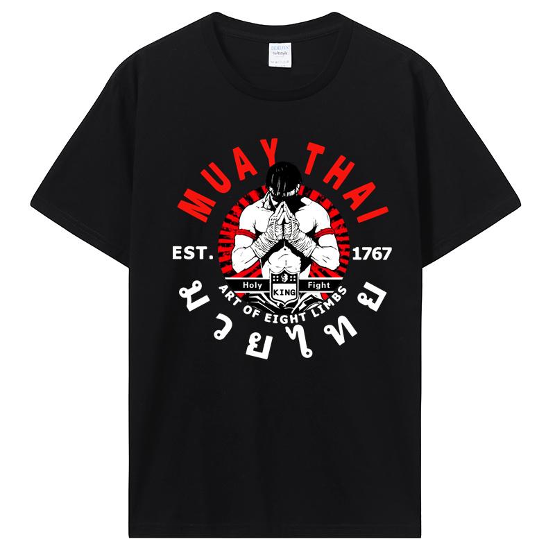 Summer Men Fashion Brand Cotton T Shirt Cool Muay Thai T-shirt Men Wai Kru Thailand Men Casual Tee TShirt Harajuku Tops