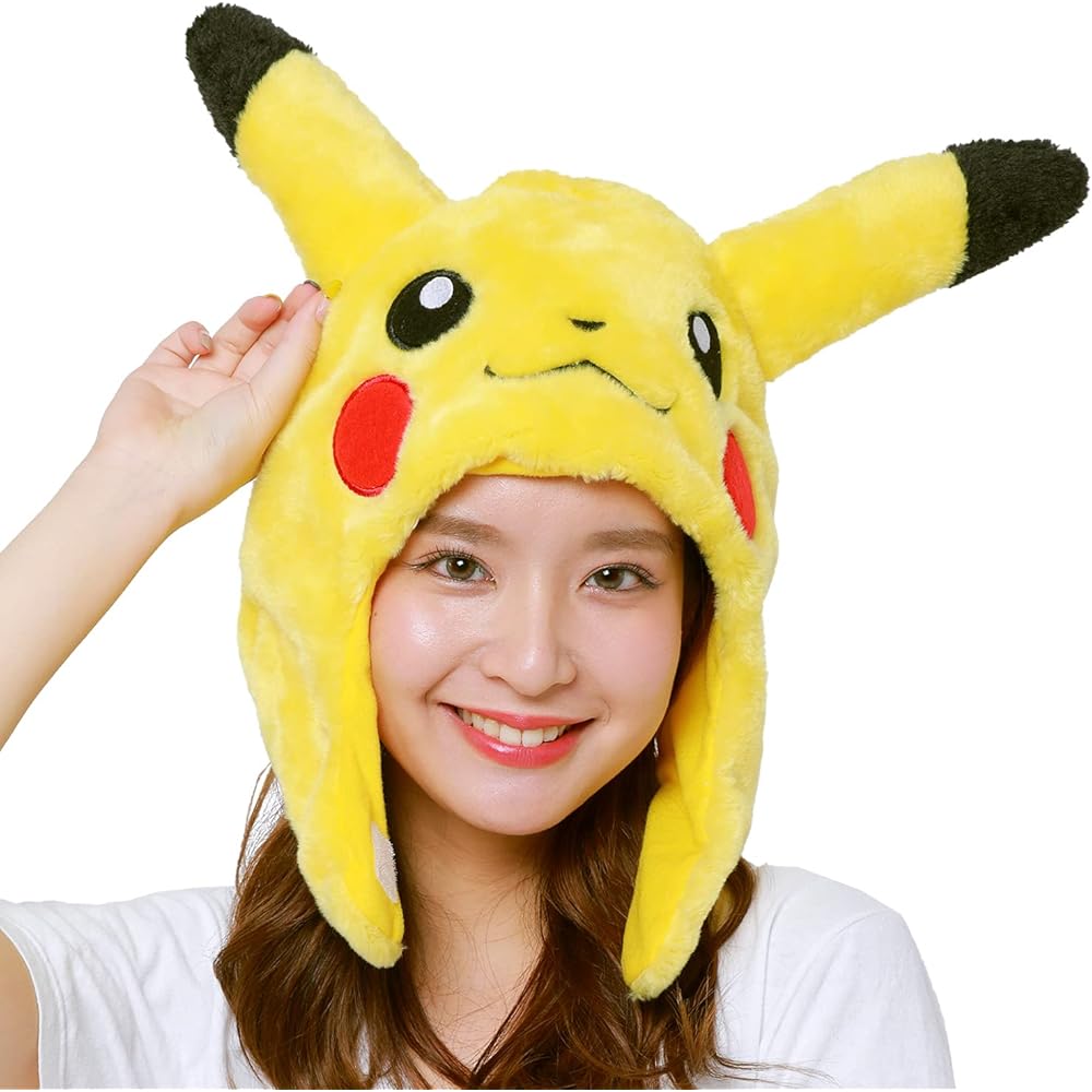 Sazac Fleece Kigurumi Cap, Pokémon Pikachu, TMY-027, One Size Fits All